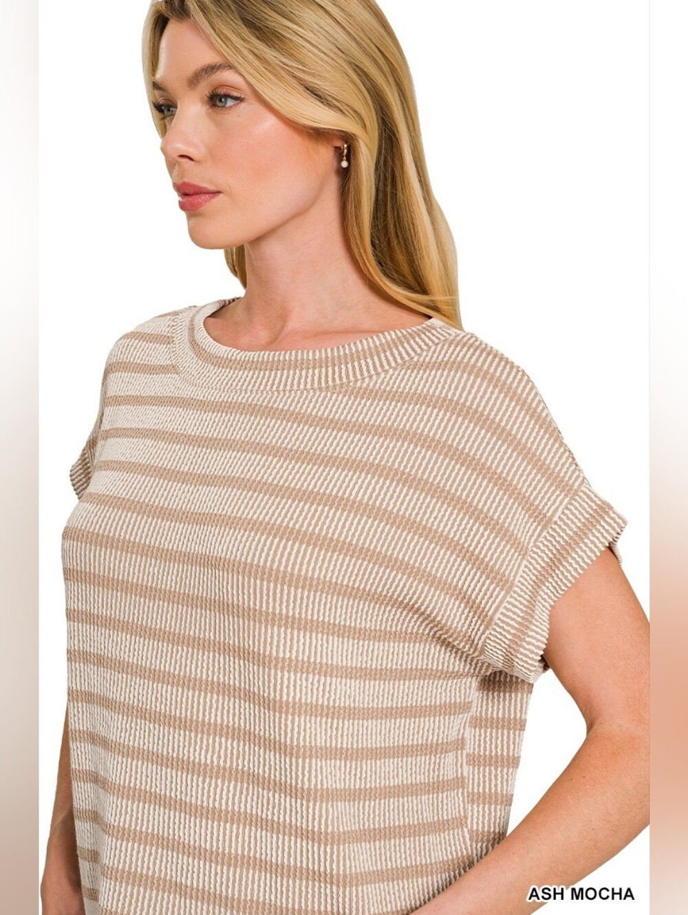 Zenana Raised Rib Striped Top - Picture 8 of 11